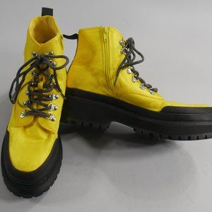 Steve Madden Timbor Platform Combat Boots Yellow Black Womens Size 10 EUC